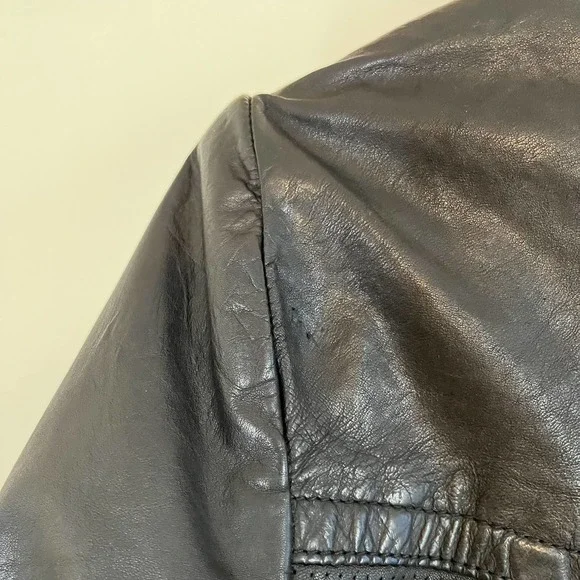 Cole Haan Leather Moto Jacket in Black Size Small